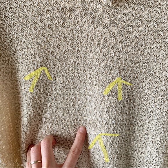 ‼️SOLD‼️ Vintage cottagecore ruffle collar detail crochet knitted blouse beige - Picture 4 of 5